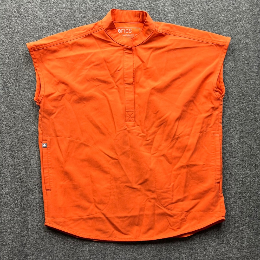 FIGS Scrub Top Women XXS Orange Sleeveless Mandarin Collar WXXSW1003